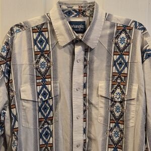 Men's Wrangler Shirt Size XL Aztec Southwest Southwestern Pearl Snap Buttons
